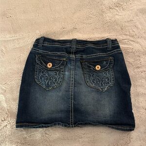 Embroidered Blue Denim Mini Skirt